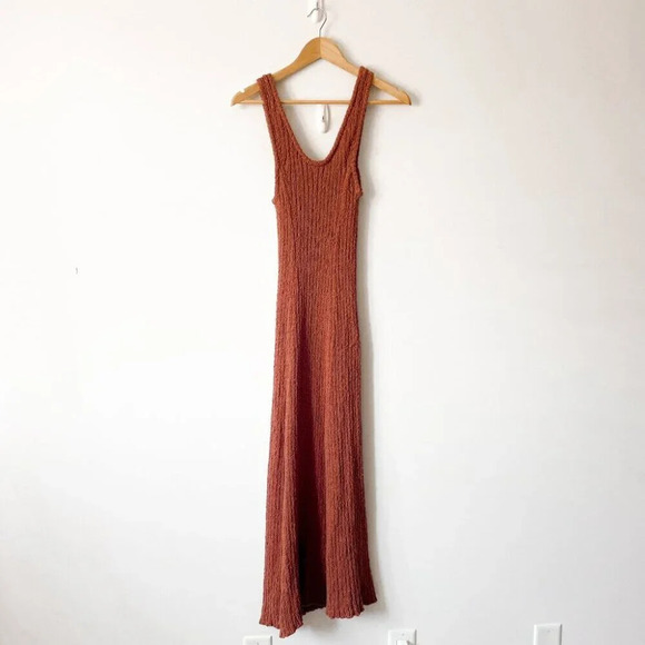 H&M Long Knit Sleeveless Maxi Dress Brick Red Size Medium - Picture 3 of 7